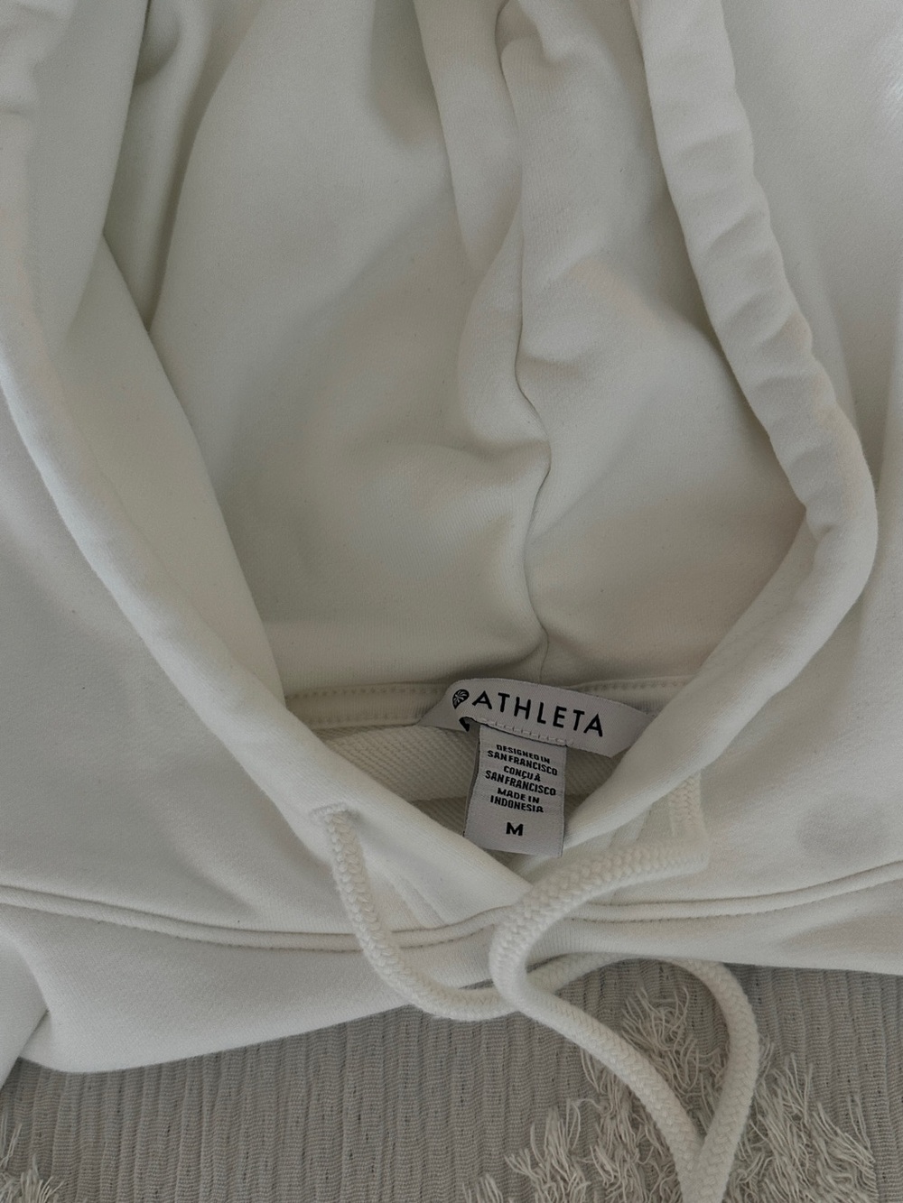 Athleta Off-White Hooded Pullover with Drawstring